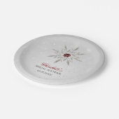 Silver Red Snowflakes Winter Brautparty Pappteller (Schrägansicht)
