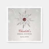 Silver Red Snowflakes Winter Brautparty Serviette (Vorderseite)