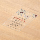 Silver Red Snowflakes Winter Wedding Acryleinladungen (Ablage )
