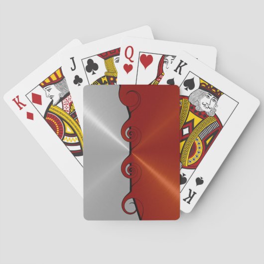 Silver Red Stainless Metallic Cut Out Pattern Spielkarten (Rückseite)