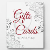 Silver Red & White Elegante Wedding Gifts & Cards Fotoplatte (Vorderseite)
