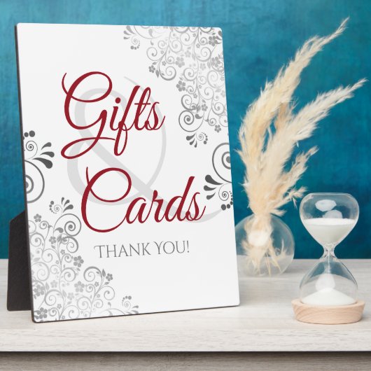 Silver Red & White Elegante Wedding Gifts & Cards Fotoplatte (Seite)