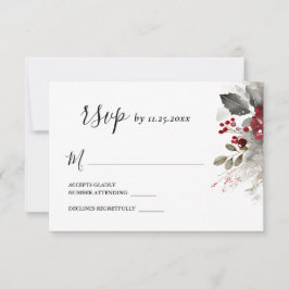 Silver Red Winter Christmas RSVP Karte