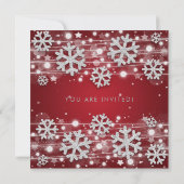 Silver Red Winter Glitzer Glam 40. Geburtstag Einladung (Rückseite)