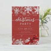 Silver Red Winter Wonder Company Weihnachten Einladung (Stehend Vorderseite)