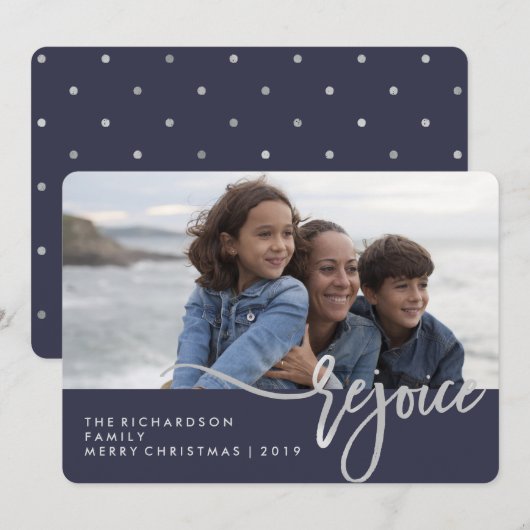 Silver Refreude | Blaue moderne Typografie mit Fot (Vorne/Hinten)