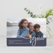 Silver Refreude | Blaue moderne Typografie mit Fot (Stehend Vorderseite)