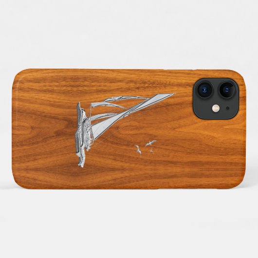 Silver Regatta Sailboat auf Teak Veneer Case-Mate iPhone Hülle (Rückseite (Horizontal))
