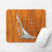 Silver Regatta Sailboat auf Teak Veneer Mousepad (Mit Mouse)