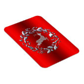 Silver Reindeer am Roten Weihnachten Magnet (Rechte Seite)