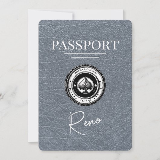 Silver Reno Passport Save the Date (Vorderseite)