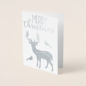Silver Rentier und Kardinal Frohe Weihnachten Folienkarte (Vorderseite)