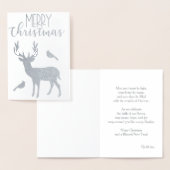 Silver Rentier und Kardinal Frohe Weihnachten Folienkarte (Anzeige)