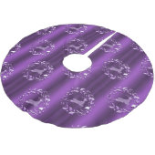 Silver Rentier und Wreaths Lila Polyester Weihnachtsbaumdecke (Schrägansicht)