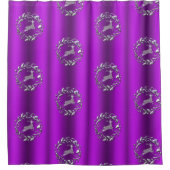 Silver Rentier zu Lila Weihnachten Duschvorhang (Vorderseite)