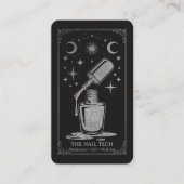 Silver Retro Celestial Tarot Nail artist QR Code Visitenkarte (Vorderseite)