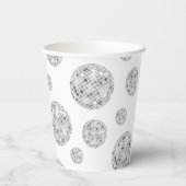 Silver Retro Disco Ball Groovy Brautparty Pappbecher (Rückseite)