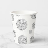 Silver Retro Disco Ball Groovy Brautparty Pappbecher (Vorderseite)