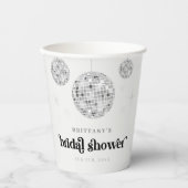 Silver Retro Disco Ball Groovy Brautparty Pappbecher (Vorderseite)