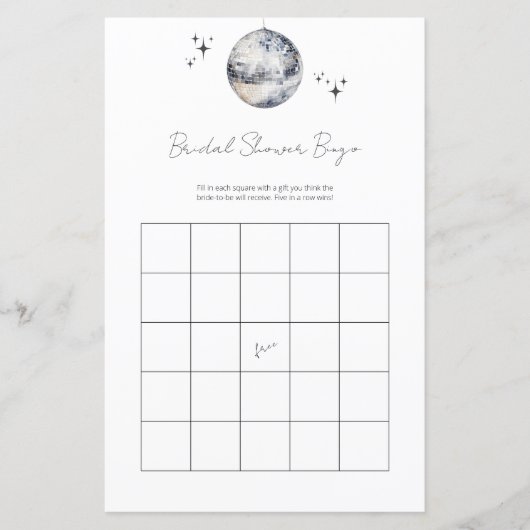 Silver Retro Disco Bingo Brautparty Game (Vorderseite)