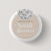 Silver Retro Disco Brautparty Button (Vorderseite)