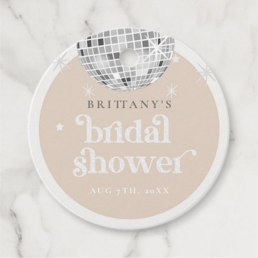 Silver Retro Disco Brautparty Geschenkanhänger (Vorderseite)