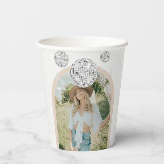 Silver Retro Disco Brautparty Pappbecher (Rückseite)