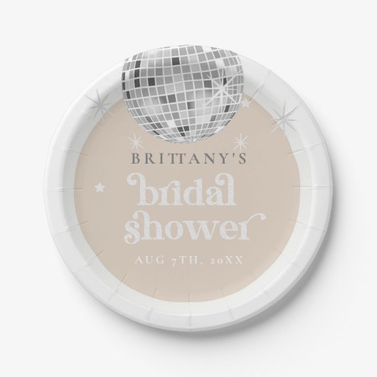 Silver Retro Disco Brautparty Pappteller (Vorderseite)