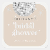 Silver Retro Disco Brautparty Quadratischer Aufkleber (Vorderseite)