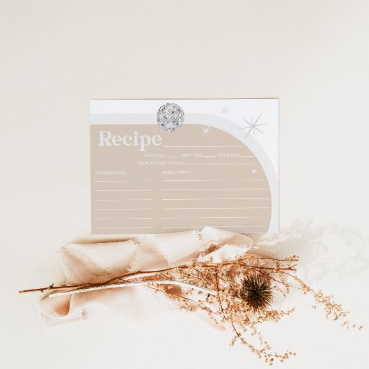 Silver Retro Disco Brautparty RECIPE CARD Begleitkarte