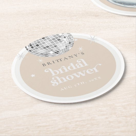 Silver Retro Disco Brautparty Runder Pappuntersetzer (Angewinkelt)