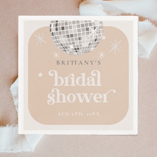 Silver Retro Disco Brautparty Serviette