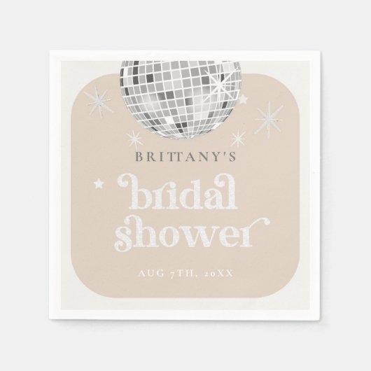 Silver Retro Disco Brautparty Serviette (Vorderseite)