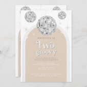 Silver Retro Disco Glitzer arch Einladung (Vorne/Hinten)