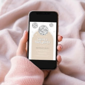 Silver Retro Disco Glitzer arch Hen Party Weekend Einladung