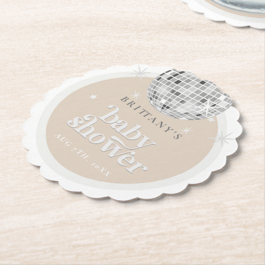 Silver Retro Disco Groovy Kinderdusche Untersetzer (angewinkelt)