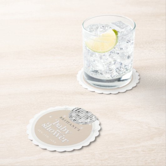 Silver Retro Disco Groovy Kinderdusche Untersetzer (Vor Ort)