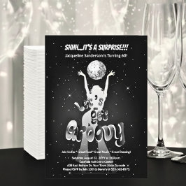 Silver Retro Let's Get Groovy 60th Birthday Party Einladung