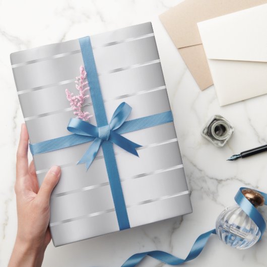 Silver Ribbon Bow Brautparty Geschenkpapier (Schenken)