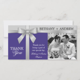 Silver Ribbon Lila Silver Gray Wedding Vielen Dank Dankeskarte