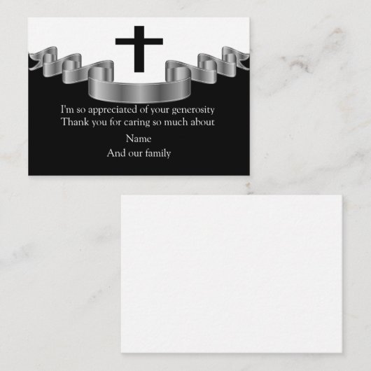 Silver Ribbon nach der Beerdigung Danke Karten (Vorne/Hinten)