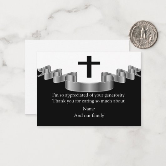 Silver Ribbon nach der Beerdigung Danke Karten (Vorderseite/Rückseite Beispiel)