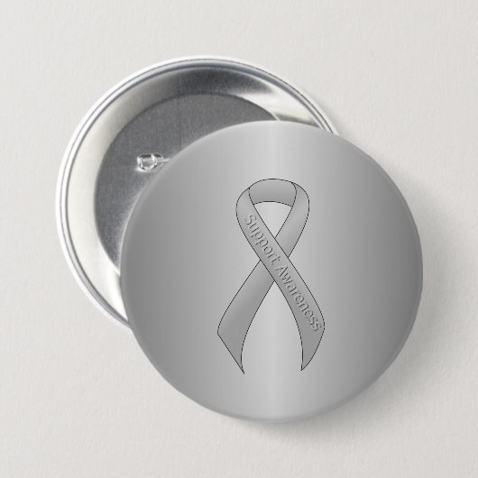 Silver Ribbon Support Awareness Button (Vorne & Hinten)