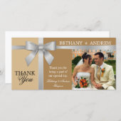 Silver Ribbon und Antique Gold Hochzeit Vielen Dan Dankeskarte (Vorne/Hinten)