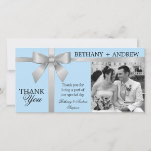 Silver Ribbon und Light Blue Wedding Vielen Dank Dankeskarte