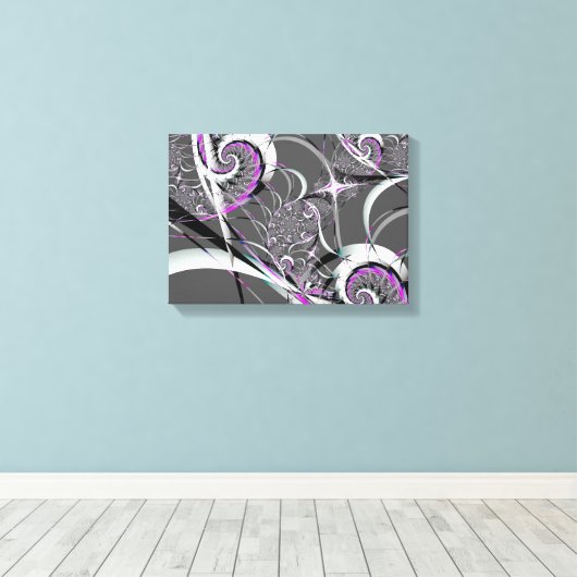 Silver Ribbons Abstrakte Kunst Leinwanddruck (Insitu (Holzboden))