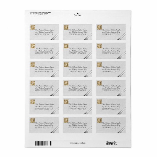 Silver Ribbons und Gold Wedding Adressaufkleber (Vorne)