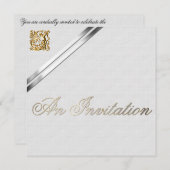 Silver Ribbons und Gold Wedding Einladung (Vorne/Hinten)