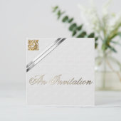 Silver Ribbons und Gold Wedding Einladung (Stehend Vorderseite)