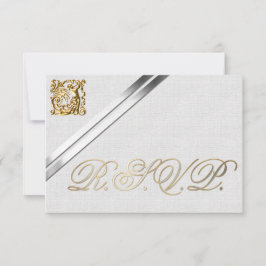 Silver Ribbons und Gold Wedding RSVP Karte